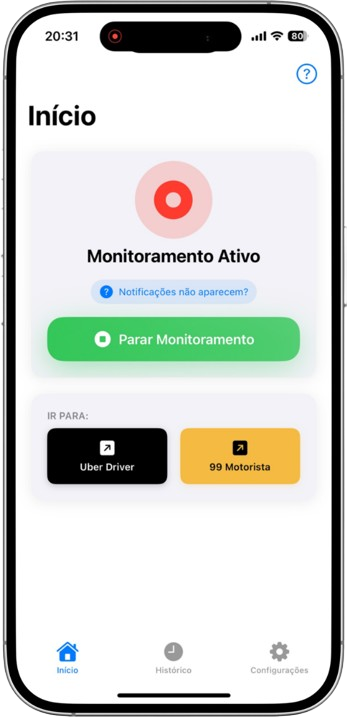 Monitoramento automático de corridas